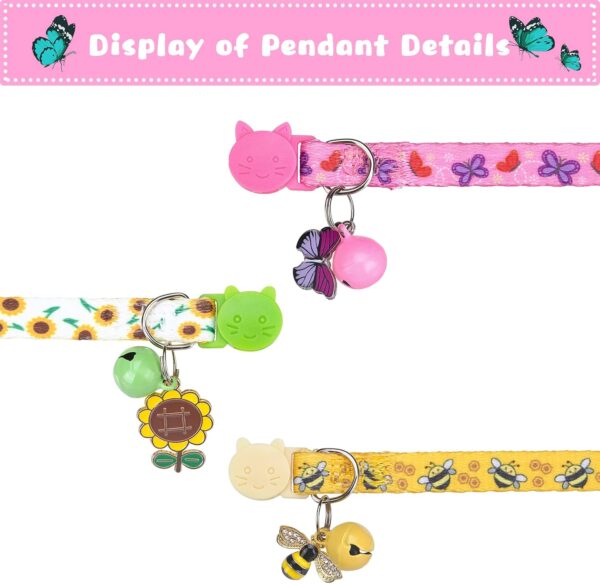 Breakaway Cat Collars with Bell & Cute Pendants - 3 Pack Adjustable Safety Kitten Collars - Summer Decoration for Girl Boy Cats Puppy and Small Pets - Image 3