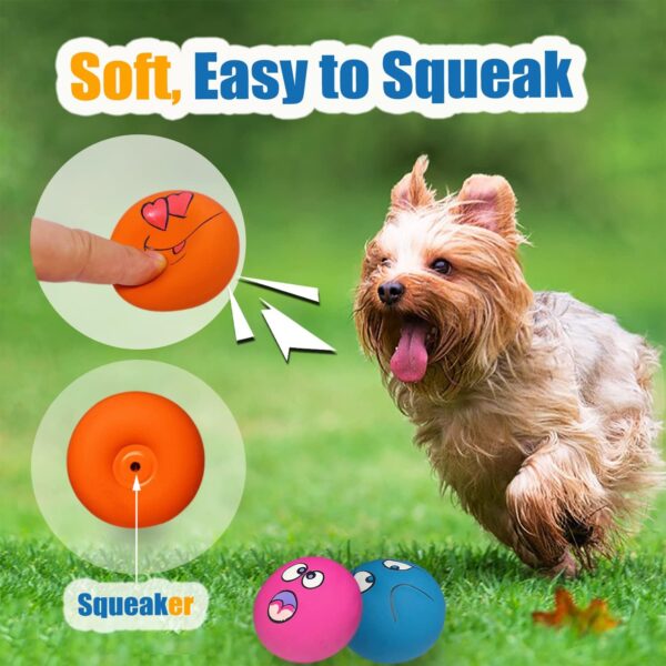 Latex Dog Squeaky Toys Rubber Soft Dog Toys Chewing Squeaky Toy Fetch Play Balls Toy for Puppy Small Pets Dog 6pcs for Mini, Small Breeds - Image 4