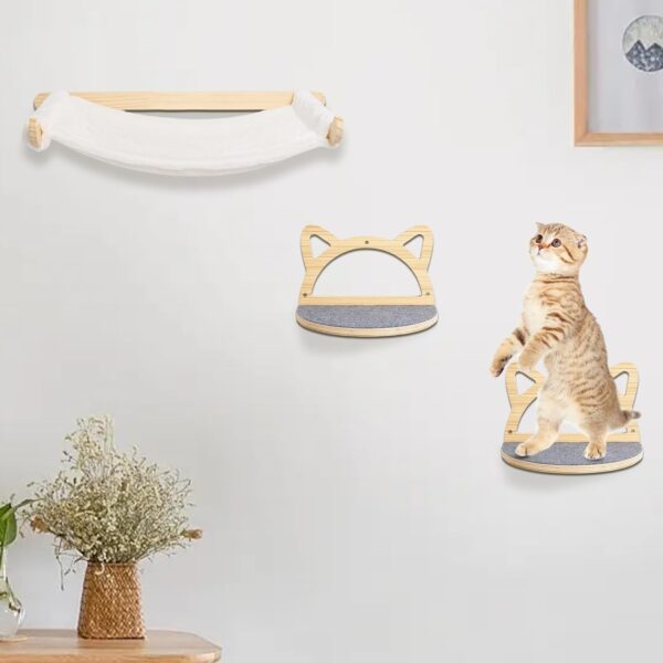 Defined Deco Cat Wall Shelves,Wall Mounted Cat Shelves and Perches,Cat Furniture with XXL Cat Hammock and 2 Cat Climbing Steps,Cat Shelves and Perches for Cats Playing, Sleeping, and Lounging. - Image 4