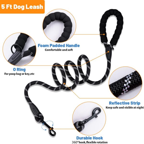 No Pull Dog Harness with Contrl Handle +5 Ft Heavy Duty Dog Leash Set,Adjustable & Reflective Dog Vest Harness for Small Medium Large Dog(Black,M) - Image 3