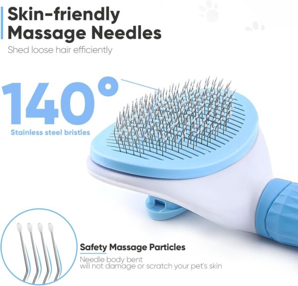 Cat Brush Self Cleaning Slicker Brush with Release Button, Dog Shedding Brush for Grooming, Cat Comb Pet Massage Tool Suitable for Long or Short Pet Hair Cleaner, Removes Tangles & Loose Fur - Image 2