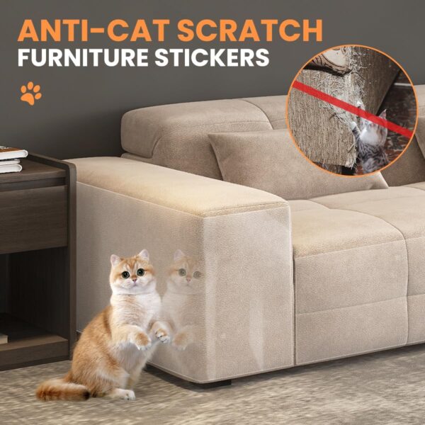 Thicken Anti Cat Scratch Furniture Protector,196"x13"Single-Sided Sticky Couch cat Scratch Protector,Couch Corner Protectors for Cats,transparency cat couch protector,Cat Repellent Tape - Image 8