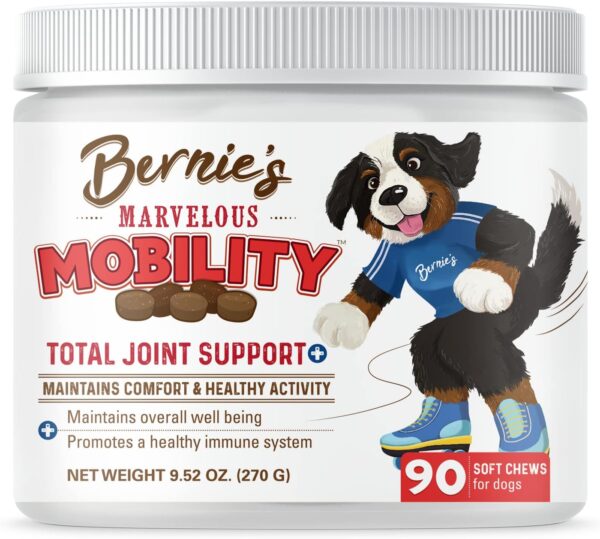 Bernie’s Marvelous Mobility - Daily Total Joint Support for Dogs - 90 Soft Chews - Maintain & Rebuild Mobility, Supports Joint Tissue Health