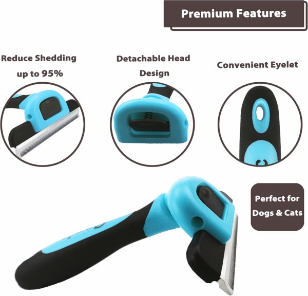 Gonicc PDT- 1001 Professional Pet De Shedding comb Tool Blue - Image 3