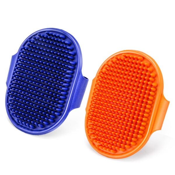 Pet grooming brush for dogs and cats, soft and durable handheld pet hair removal brush (Dark Blue + Orange)