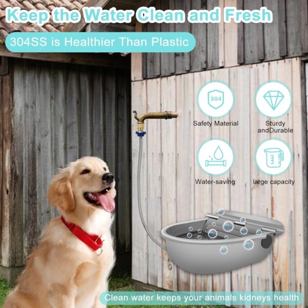 Automatic Water Bowl Dispenser for Dog, 304 Stainless Steel Animal Waterer Kit with Float Valve,for Livestock,Horse,Dog,Goat,Pig, Chicken, Animals Drinking Water Trough