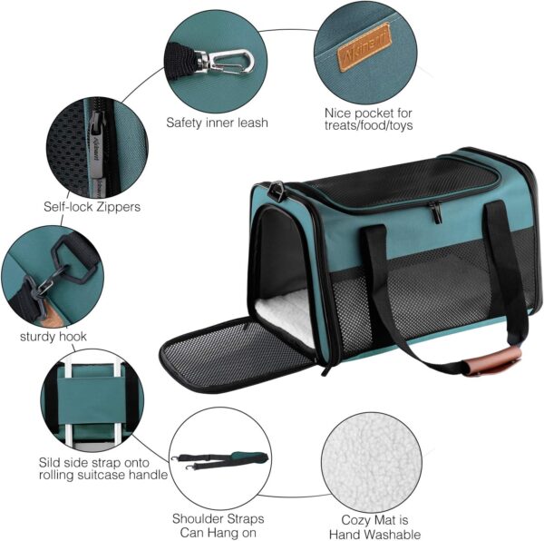 Cat Carrier - Portable Foldable Dog Pet Carrier, Soft-Sided Pet Bag up to 15 Lbs, Airline Approved Travel Puppy Carrier - Image 4