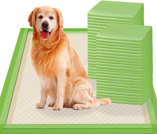 Pee Pads for Dogs Extra Large 28"x34", XL Thicker ECO Green Disposable Xlarge Puppy Training Pads Super Absorbent Full Edge-Wrapping Pad for Dogs, Puppies, Doggie, Cats, Rabbits-(50 Count)