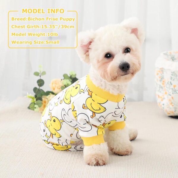 Dog Pajamas Cute Duck Soft Fleece Stretchy Dog Onesie Pet Pjs Fall Dog Clothes for Small Dogs Girl Boy (Medium, Yellow Duck) - Image 7