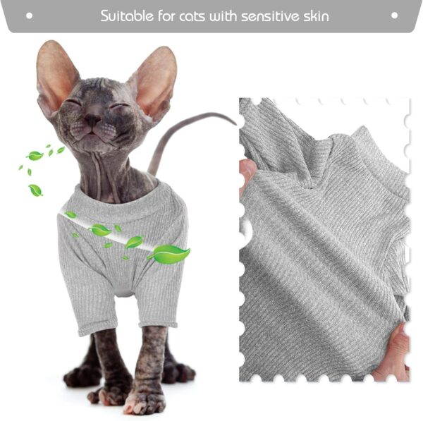 DENTRUN Sphynx Hairless Cats Shirt Pullover Kitten T-Shirts, Breathable Cat Wear Turtleneck Sweater Adorable Cat's Clothes Vest Pajamas Jumpsuit - Image 3