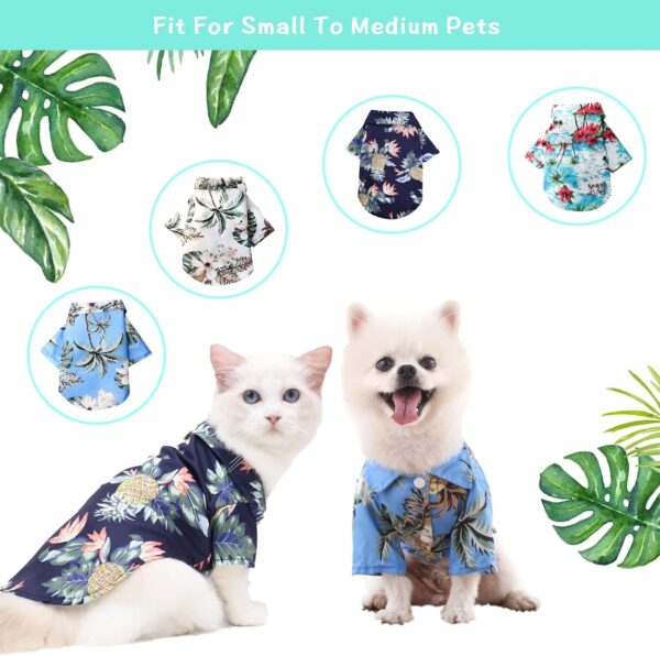 4 Pieces Pet Summer Shirts Hawaiian Style Dog T-Shirts Floral Coconut Tree Printed Puppy Shirt Summer Beach Dog Apparel Cat Outfit Shirt Breathable Pet Cool Clothes for Small to Medium Pets (X-Large) - Image 3