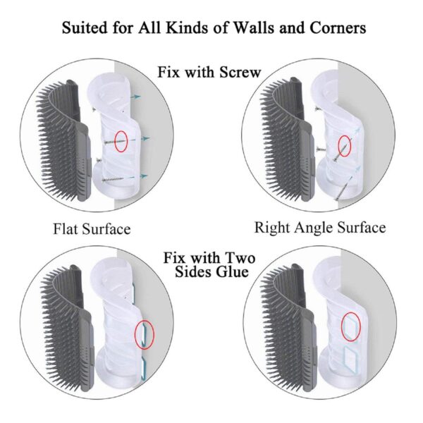 Kingtree Cat Self Groomer 2 Pack Wall Corner Brushes, Soft Cat Corner Scratcher Self Grooming Massage Combs for Long Short Fur Kitten Indoor Cats - Image 5