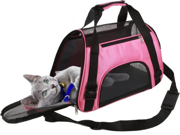 Pet Carrier Bag, Cat Travel Portable Bag Home, Airline Approved Duffle Bags, for Little Dogs, Cats and Puppies, Small Animals (Small, Pink)