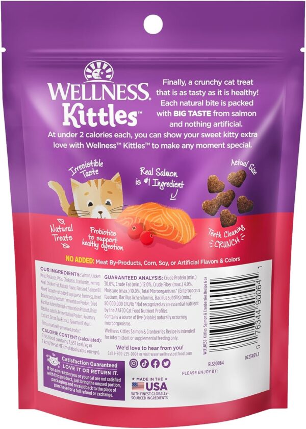 Wellness Kittles Natural Grain Free Cat Treats, Salmon & Cranberries, 6-Ounce Bag - Image 8