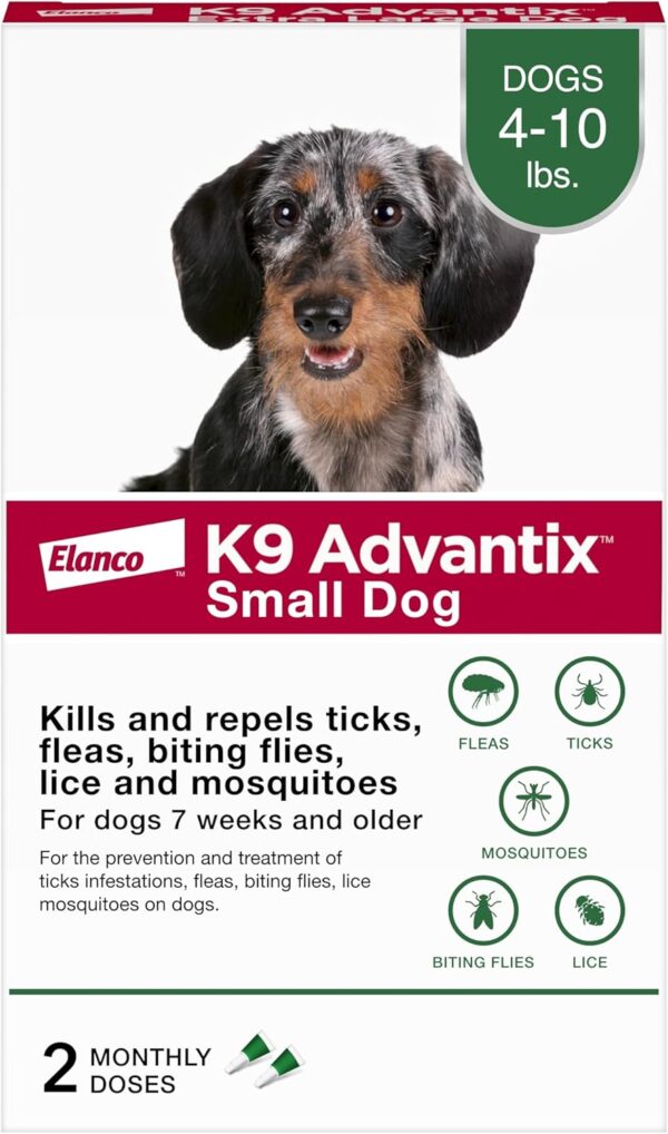 K9 Advantix Flea, Tick & Mosquito Prevention for Dogs 4-10 lbs. | Flea Drops for Small Dogs | Apply Monthly | 2 Treatments