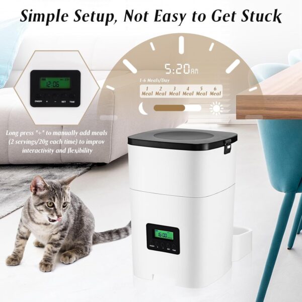 Hushee 2 Pcs Automatic Cat Feeder Timed Dog Food Dispenser 3l Dry Food Dispenser with Dual Power Supply Pet Feeder Programmable Portion Size Control 4 Meals Per Day Auto Cat Feeder - Image 2