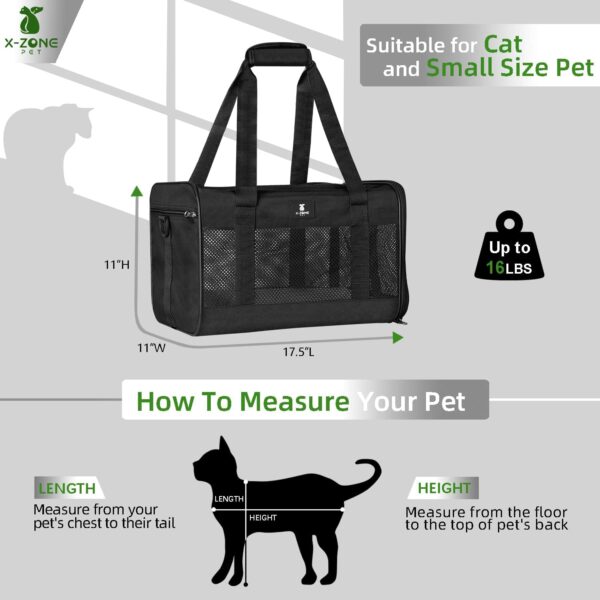 X-ZONE PET Cat Carrier Pet Carrier Portable Kitten Carrier for Small Medium Cats under 25 Lbs,Cat Carrying Case with Removable Fleece Pad,Airline Approved Soft Sided Pet Travel Carrier - Image 2