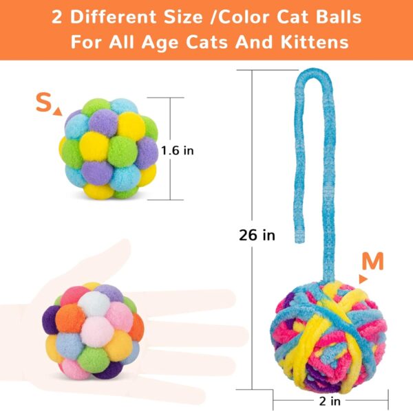 Retro Shaw Cat Toys Ball,6Pcs Woolen Cat Yarn Ball with Bell Inside,Interactive Teaser Wand Ball Toy for Indoor Kitten Cat,Safe Teeth Cleaning Cat Chew Toy,Cute & Funny Cat Ball Toy Fit for All Breeds - Image 4