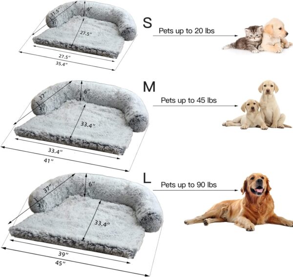 Calming Dog Bed Fluffy Plush Dog Mat for Furniture Protector with Removable Washable Cover for Large Medium Small Dogs and Cats (Large, Light Grey) - Image 2