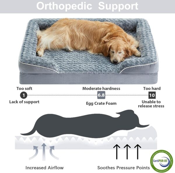 WNPETHOME Dog Beds for Large Dogs, Washable Dog bed, Bolster Dog Sofa Bed with Waterproof Lining & Non-skid Bottom, Orthopedic Egg Foam Dog Couch for Pet Sleeping, Pet Bed for Large dogs - Image 2