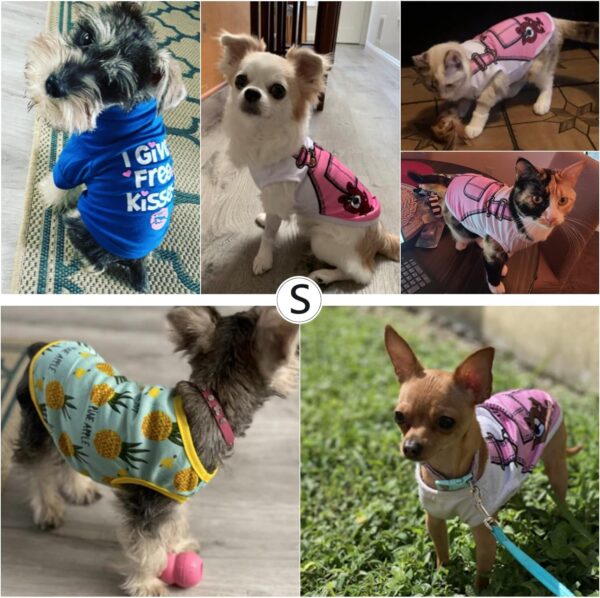 SATINIOR Dog Clothes Printed Dog Shirts Puppy T-Shirts Cute Pet Cotton Clothes Doggie Shirt for Small Medium Dog Apparel Summer Christmas(M) - Image 3