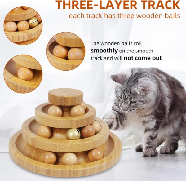 Cat Ball Track Toy,Kitty Toys Roller,3-Level Ball Tower with 9 Removable Balls,Interactive Cat Toy, DIY Circle Fun Toy for Kitten Mental Physical Exercise - Image 2