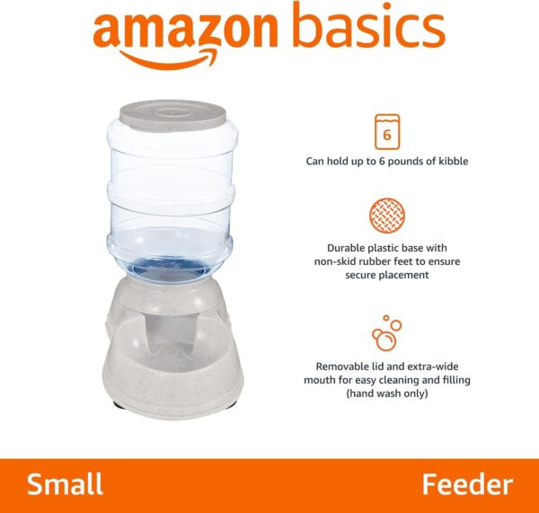 Amazon Basics Gravity Pet Food Feeder for Dogs and Cats, Small, 6-Pound Capacity, Gray - Image 2