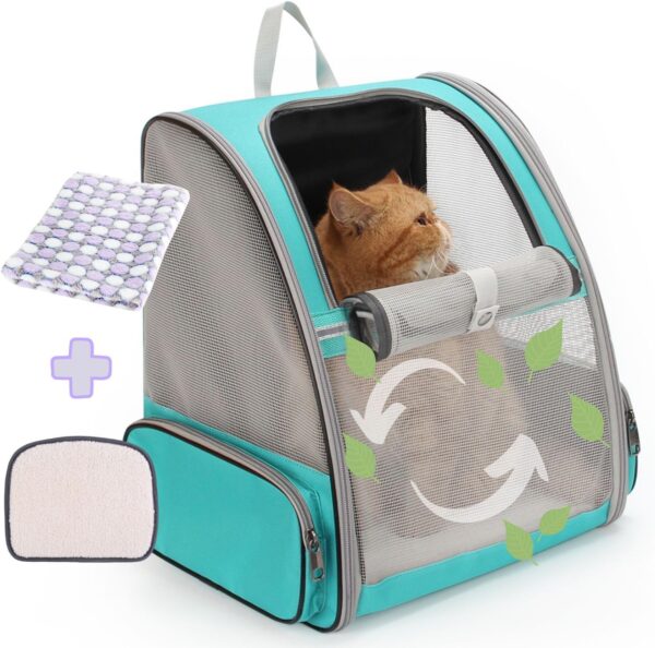 LOLLIMEOW Pet Carrier Backpack for Dogs and Cats,Puppies,Fully Ventilated Mesh,Airline Approved,Designed for Travel, Hiking, Walking & Outdoor Use (Mesh Green-M)