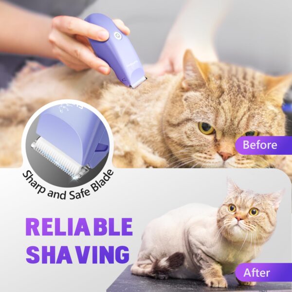 SUPRENT Pet Grooming Clippers for Matted Hair Cat, Low Noise Hair Trimmer Kit for Long Fur, Waterproof Portable USB Rechargeable Professional Pet Grooming Supplies Cordless Shaver for Small Dog Pets - Image 5