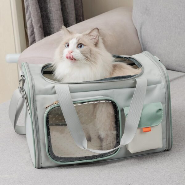 Puppy Carrier for Cat Expandable Bunny Small Animal Traveling Outdoor Carry Bag (Green) - Image 5