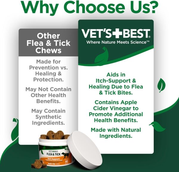 Vet’s Best Flea & Tick Support Soft Chews – Itch Support – Supplement Chews for Dogs – Soothes Skin Irritations Due to Seasonal Allergies, Fleas & Ticks – 60 Chews - Image 3