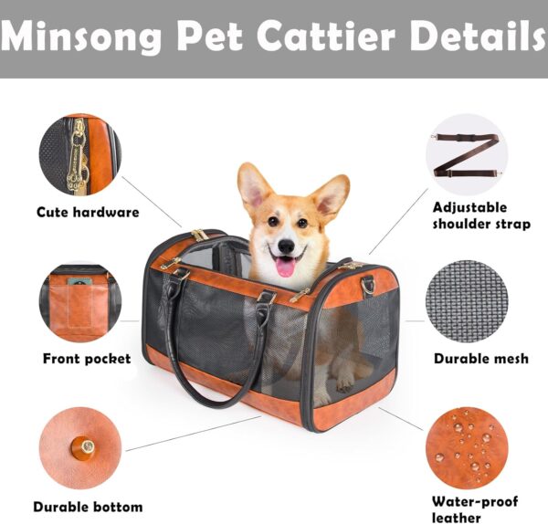 Dog Soft-Sided Carriers Pet Carrier for Small Dogs Cats, Fashion PU Leather Small Dog Carrier Pet Purse, Airline Approved Travel Pet Carrier for Puppy Kitten Small Animals (Brown) - Image 6