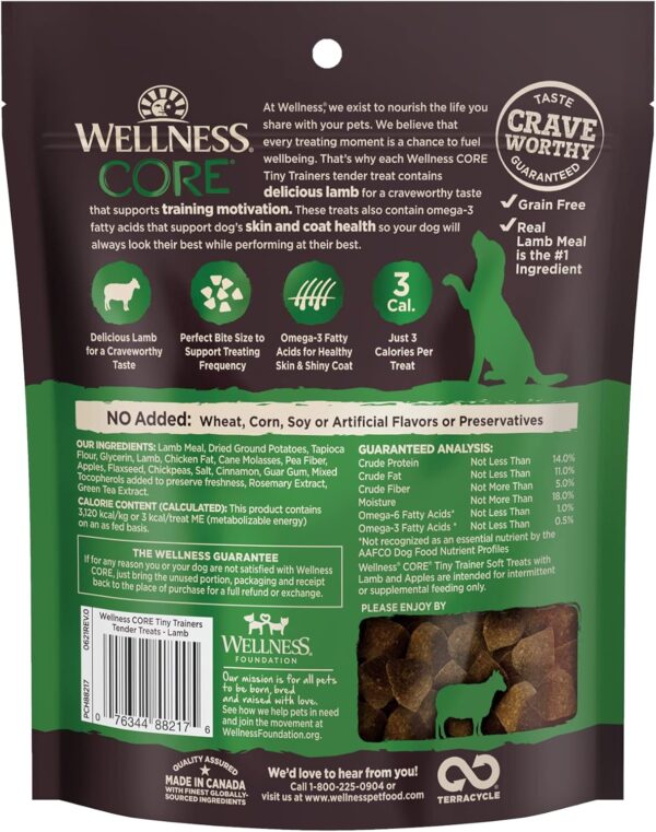 Wellness CORE Soft Tiny Trainers (Previously Petite Treats), Natural Grain-Free Dog Treats for Training, Made with Real Meat, No Artificial Flavors (Lamb & Apple, 6 Ounce Bag) - Image 2