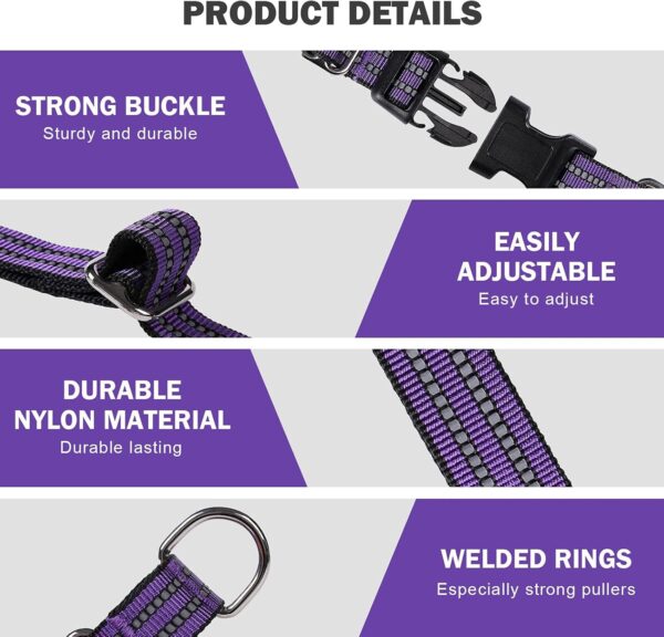 Martingale Dog Collars Reflective Nylon Dog Collar with Quick Release Buckle Adjustable Training No Slip Dog Collar (Medium, Purple) - Image 3