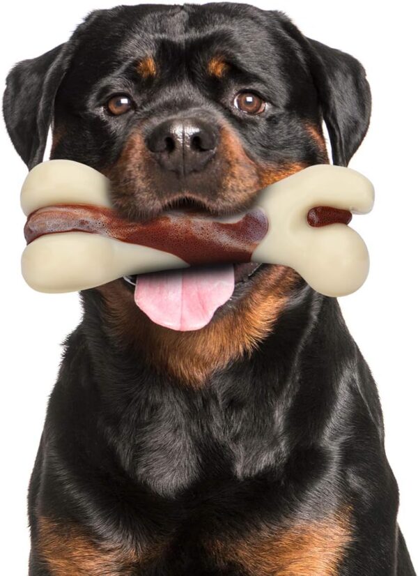 Tikaton Dog Chew Toys for Aggressive Chewers, Beef Flavor Durable Teething Bones for Large/Medium/Small Puppies