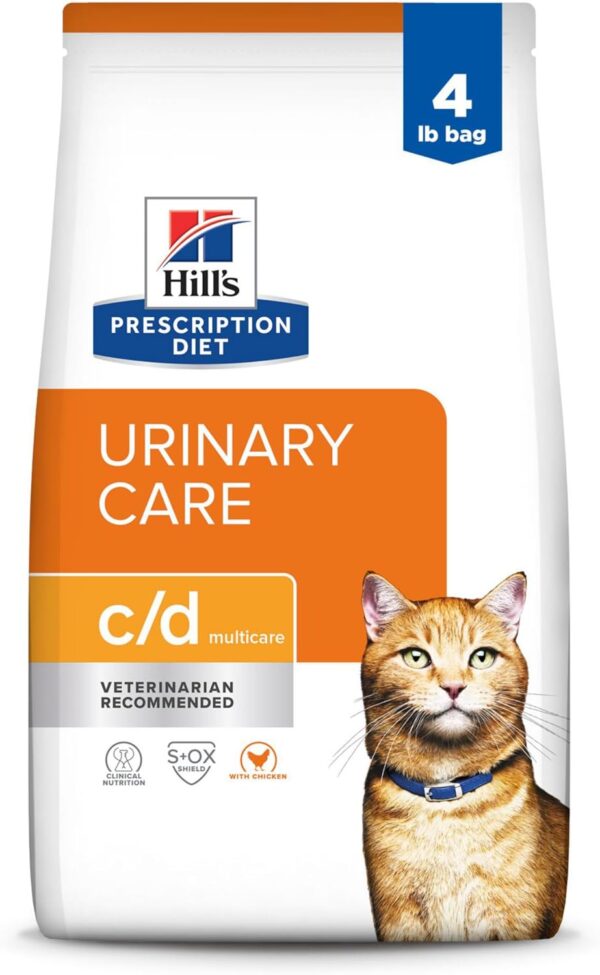 Hill's Prescription Diet c/d Multicare Urinary Care with Chicken Dry Cat Food, Veterinary Diet, 4 lb. Bag