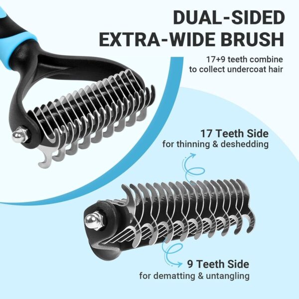 MIU COLOR Pet Grooming Brush，Deshedding Tool & 2 Sided Undercoat Rake for Dogs & Cats,2 in 1,Reduces Shedding and Remove Knots,Mats,Tangles for Cats, Dogs - Image 8