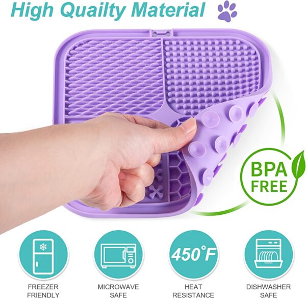 LUKITO Lick Mat for Dogs & Cats 2 Pack with Suction Cups, Dog Lick Mat for Anxiety Relief, Dog Toys to Keep Them Busy, Peanut Butter Licking Pad for Boredom Reducer, Perfect for Bathing Grooming - Image 6