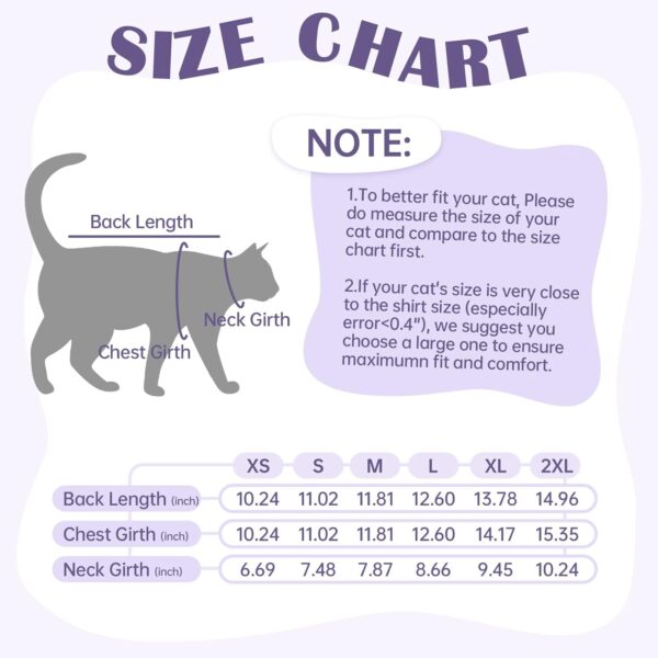 Bonaweite Sphynx Hairless Cat Shirts, Cotton Kitten T-Shirts Cat Vest Pet Clothes, Cute Breathable Cat Wear Devon Rex Gifts, Summer Hairless Cat's Clothes Pajamas Jumpsuit for All Season - Image 3