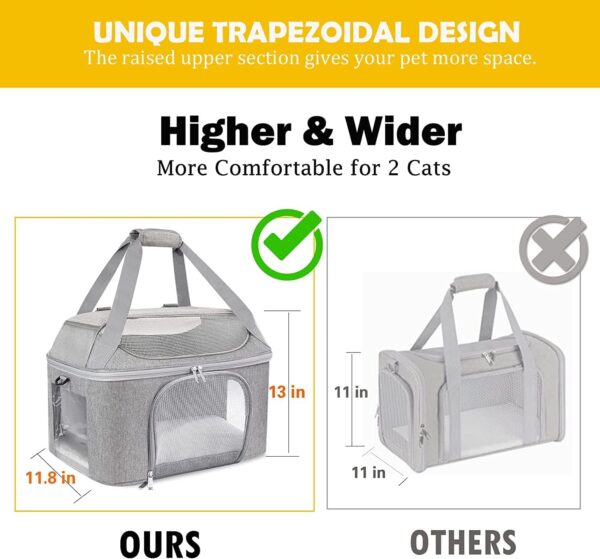 Cat Dog Carrier for Small Medium Cats Puppies up to 20 Lbs,TSA Airline Approved Pet Carrier Soft Sided Breathable Carrier Bag Collapsible Travel Puppy Carrier - Grey - Image 4