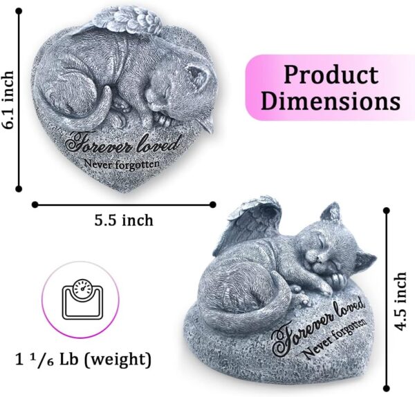 Cat Garden Statue - Pet Memorial Stone - Cat Grave Marker - Beautifully Packaged Memorial Gift, Headstones for Cats or Loss of Cat Sympathy Gift, Sleeping Cat Stepping Stone - Image 5