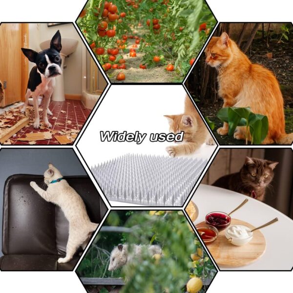 10 Pcs Cat Spike Mat Outdoor Indoor Cat Deterrent Scat Mat Keep Cats/Dogs off Counter Pet Deterrent Training Mats Plastic Mats with Spikes (18.3 Sq.ft,16" x 13") - Image 5