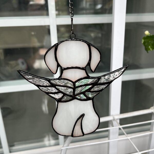 Stained Glass Angel Dog Memorial Gifts for Loss of Dog,Pet Memorial Gifts Suncatcher Ornament for Window Hanging,in Memory of Dog Passing Away Gifts,Pet Sympathy Gifts for Dogs - Image 3