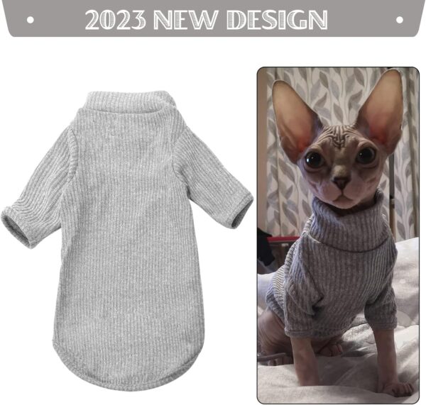 DENTRUN Sphynx Hairless Cats Shirt Pullover Kitten T-Shirts, Breathable Cat Wear Turtleneck Sweater Adorable Cat's Clothes Vest Pajamas Jumpsuit - Image 2