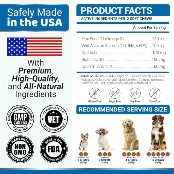 (2-Pack) Omega 3 Fish Oil for Dogs - Skin and Coat Supplement - Omega 3 for Dogs - Dry & Itchy Skin Relief Treatment - Allergy Support - Dog Anti Shedding Treats - Shiny Coats - EPA & DHA - Salmon - Image 6