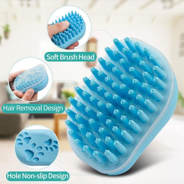 2Pack Dog Bath Brush, Soft Silicone Pet Shampoo Massage Dispenser Grooming Shower Brush for Short Long Haired Dogs and Cats Washing, ISWAYSTORE - Image 3