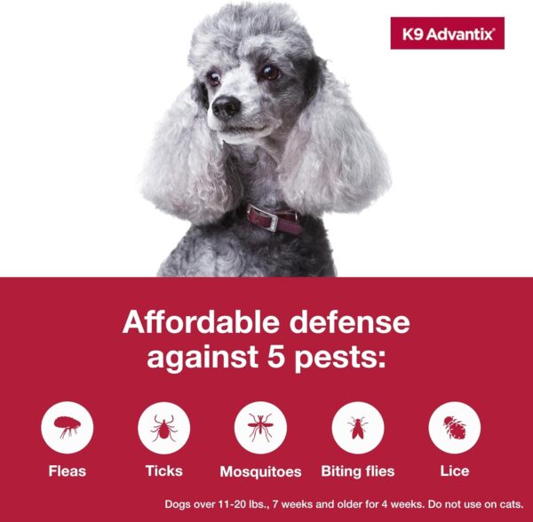 K9 Advantix Flea, Tick & Mosquito Prevention for Dogs 11-20 lbs. | Flea Drops for Medium Dogs | Apply Monthly | 2 Treatments - Image 3