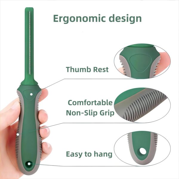 Flea Comb,Dog Comb Cat Comb Dog Hair Comb Pet Combs Pet Grooming Comb Flea Lice Comb Cat Grooming Supplies for Dog/Cat/Small Pets Rubber long handle - Image 2