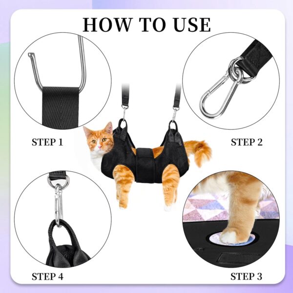 Cat Grooming Hammock Pet Hammock Cat Nail Clipper Hammock for Nail Trimming Dog Sling for Nail Clipping Dog Hanging Harness (Black XS) - Image 4