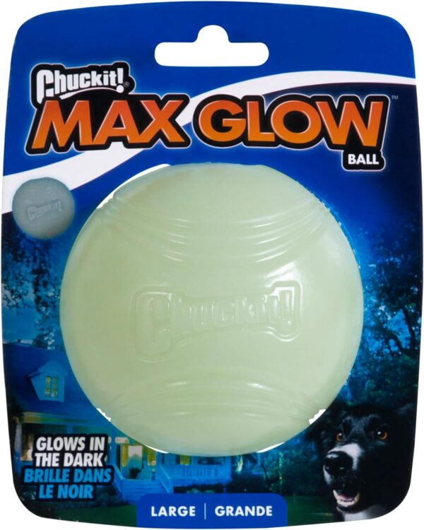 Chuckit! Max Glow Ball Dog Toy, Large (3 Inch Diameter) for Dogs 60-100 lbs, Pack of 1